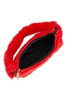 Womens Faux Fur Shoulder Bag, Red