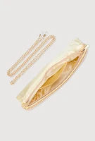 Womens Rhinestone Studded Satin Fold Over Clutch, Gold
