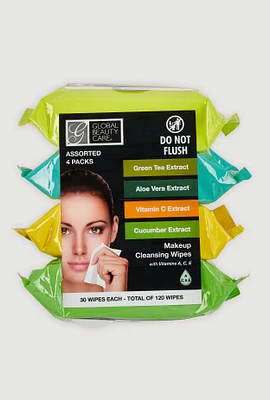 Womens Makeup Cleansing Wipes Assorted 4 Pack, Multi