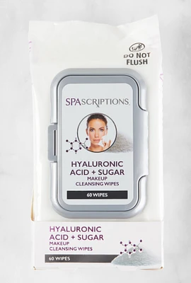 Womens Hyaluronic Acid and Sugar Makeup Cleansing Wipes, White