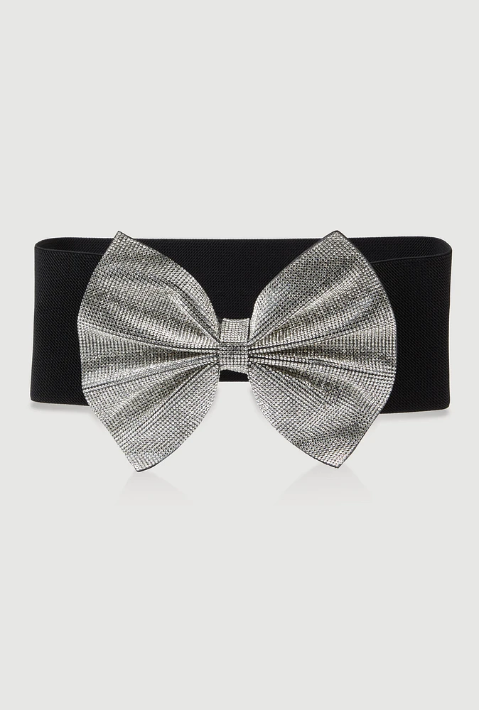 Womens Rhinestone Studded Bow Belt, Multi, Size M-L
