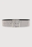 Womens Rhinestone Studded Belt, Silver, Size M
