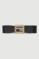 Womens Plus Size Chain Detail Buckle Stretch Belt, Black, Size 2X