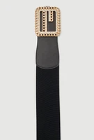Womens Plus Size Chain Detail Buckle Stretch Belt, Black, Size 2X