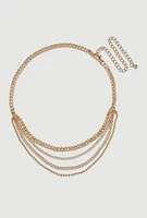 Womens Layered Chain Belt, Gold, Size M-L