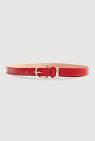 Womens Square Metallic Buckle Faux Leather Belt 2 Pack, Multi, Size M-L
