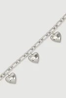 Womens Heart Charm Chain Belt, Silver, Size S-M