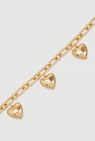 Womens Heart Charm Chain Belt, Gold, Size S-M