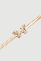 Womens Metallic Butterfly Stretch Waist Belt, Gold, Size M-L