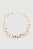 Womens Metallic Butterfly Chain Waist Belt, Gold, Size M-L