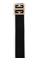Womens Plus Size Rhinestone Detail Geo Buckle Stretch Belt, Black