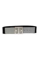 Womens Plus Size Rhinestone Detail Geo Buckle Stretch Belt, Silver