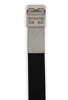 Womens Plus Size Rhinestone Detail Geo Buckle Stretch Belt, Silver