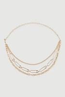 Womens Layered Assorted Chain Belt, Gold, Size M-L