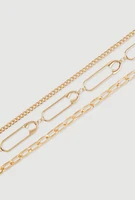 Womens Layered Assorted Chain Belt, Gold, Size M-L
