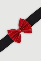 Womens Rhinestone Bow Stretch Belt, Red, Size M-L