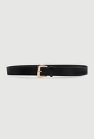 Womens Plus Metallic Buckle Belt, Black,