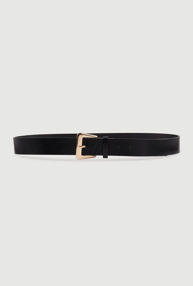 Womens Plus Size Metallic Buckle Belt, Black, Size 2X
