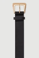 Womens Plus Metallic Buckle Belt, Black,