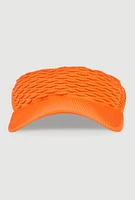 Womens Textured Knit Visor, Orange