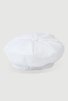Womens Rhinestone Chain Detail Cabbie Hat, White