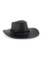 Womens Faux Leather Rope Trim Cowboy Hat, Black