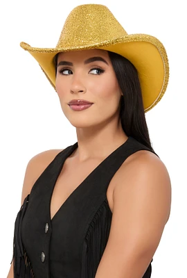 Womens Metallic Cowboy Hat, Yellow