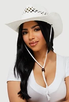 Womens Woven Straw Cowboy Hat, White