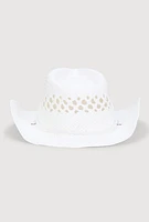 Womens Woven Straw Cowboy Hat, White