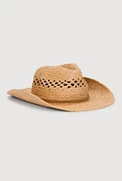 Womens Woven Straw Cowboy Hat, Brown