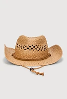 Womens Woven Straw Cowboy Hat, Brown
