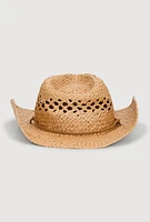 Womens Woven Straw Cowboy Hat, Brown