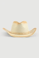 Womens Contrast Trim Cowboy Hat, Beige