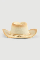 Womens Contrast Trim Cowboy Hat, Beige