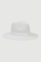 Womens Cut Out Detail Panama Hat, White