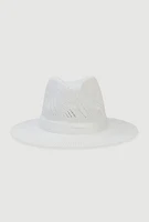 Womens Cut Out Detail Panama Hat, White