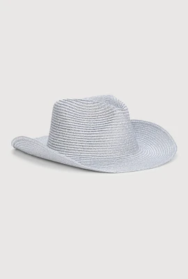 Womens Lurex Pinch Front Cowboy Hat, Silver