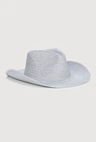 Womens Lurex Pinch Front Cowboy Hat, Silver