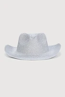 Womens Lurex Pinch Front Cowboy Hat, Silver