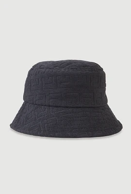 Womens Greek Key Bucket Hat, Black