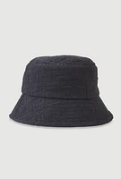 Womens Greek Key Bucket Hat, Black