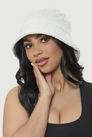 Womens Greek Key Bucket Hat, White