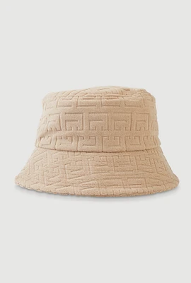 Womens Greek Key Bucket Hat, Beige