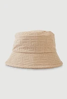 Womens Greek Key Bucket Hat, Beige