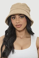 Womens Greek Key Bucket Hat, Beige
