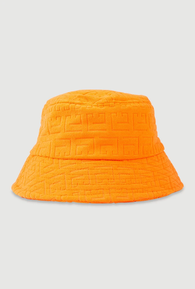 Womens Greek Key Bucket Hat, Orange
