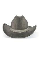 Womens Iridescent Foil Studded Strap Cowboy Hat, Black