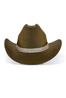 Womens Iridescent Foil Studded Strap Cowboy Hat, Brown