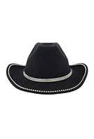 Womens Rhinestone Trim Cowboy Hat, Black