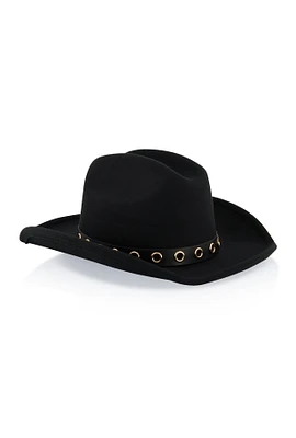 Womens Grommet Detail Cowboy Hat, Black